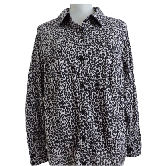 Style & Co. Tops - Style & Co Button Down Animal Print Shirt 16W